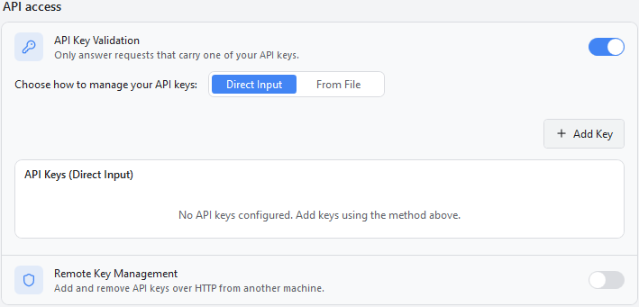 CapSkip API access settings with API Key Validation on