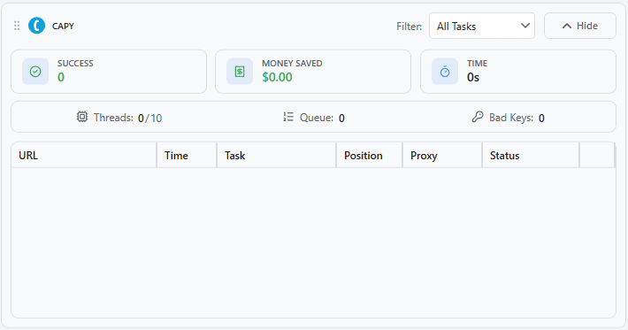 Capy section on the CapSkip Monitor tab