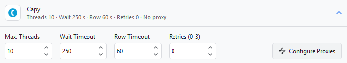 CapSkip Capy settings