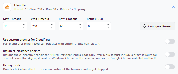 CapSkip Cloudflare settings