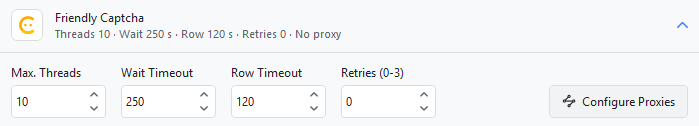 CapSkip Friendly Captcha settings